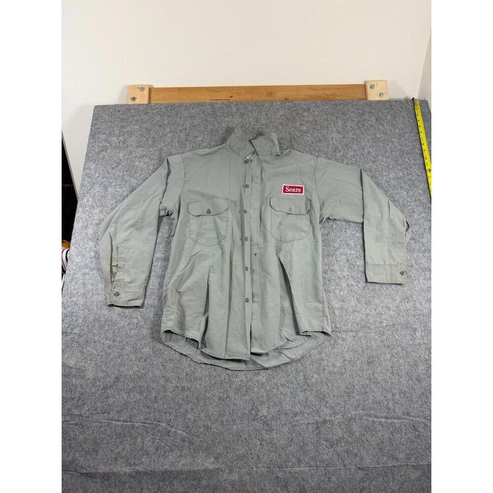 VTG Sears Gray Mechanic Uniform Long Sleeve Shirt Men's M
